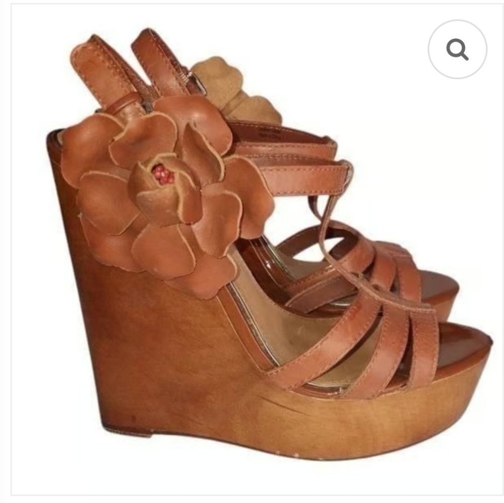 Mark & James by Badgley Mischka Wedge Brown Floral Wedge Sandals